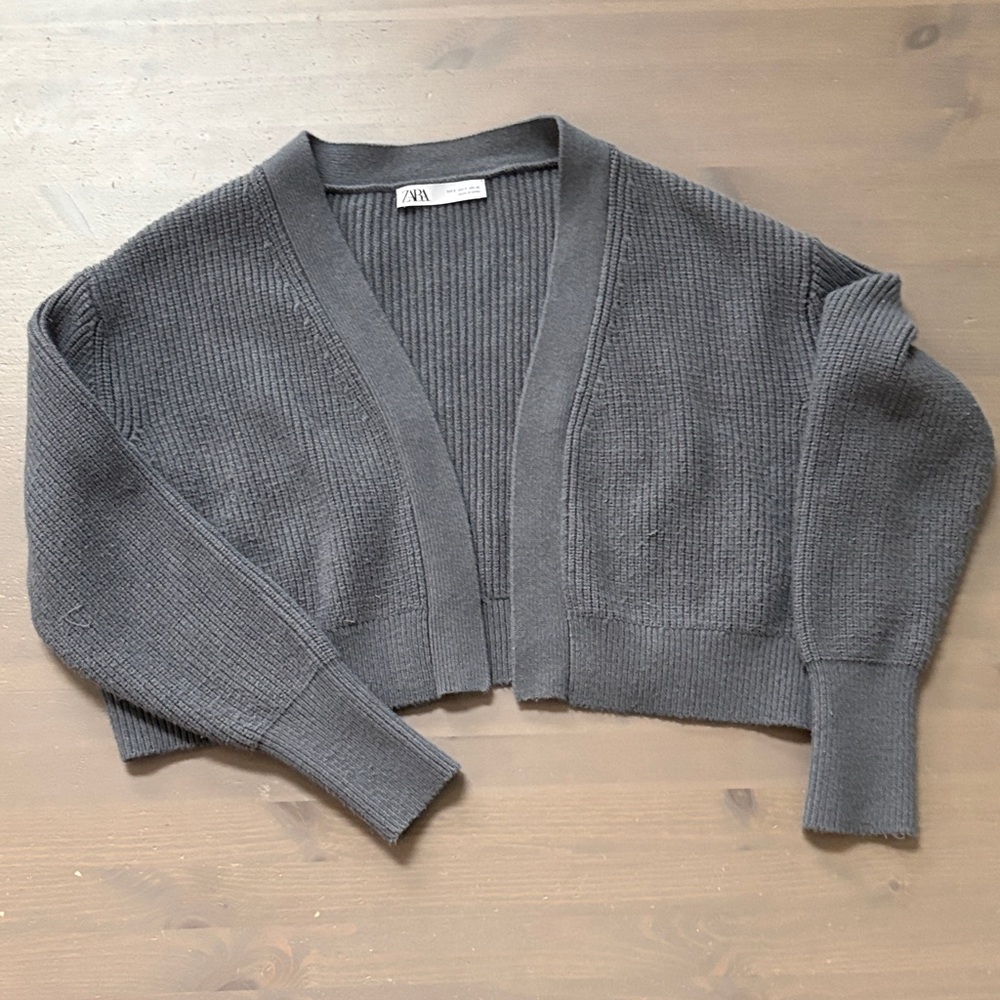 Zara Charcoal Knit Women's Cardigan Size Small